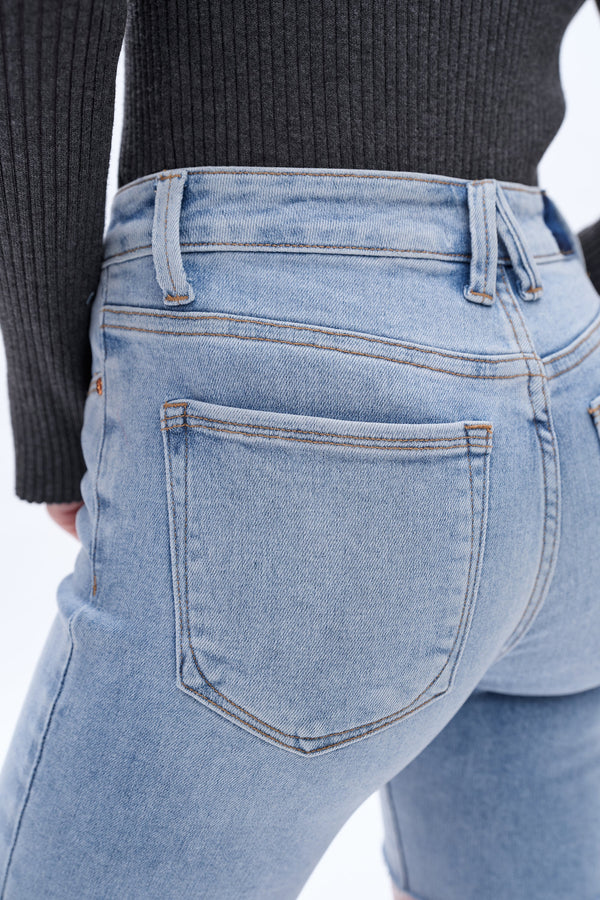 Lily Slim Fit Denim Shorts-Shorts-BAYEAS