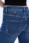 High Rise Straight Denim Jeans With Slit-Straight-BAYEAS