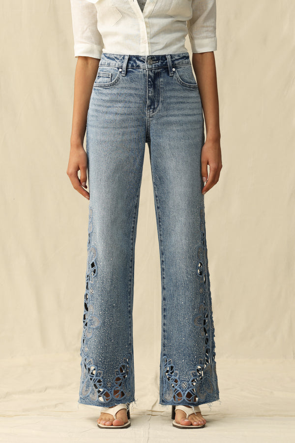 Mid Rise Wide Leg Jeans