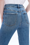 High Rise Straight Denim Jeans With Slit-Straight-BAYEAS