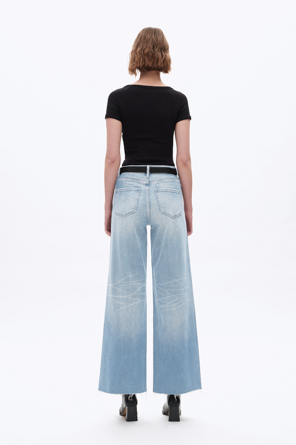 High Rise Wide Leg Raw Hem