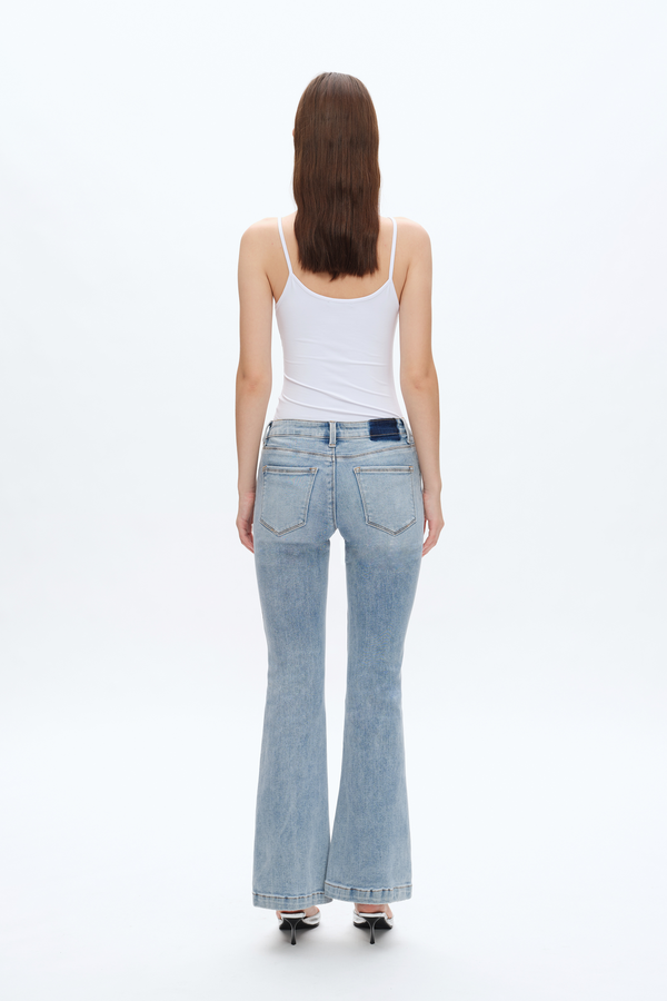Faded Washed Flare Jeans-Flare & Bootcut-BAYEAS