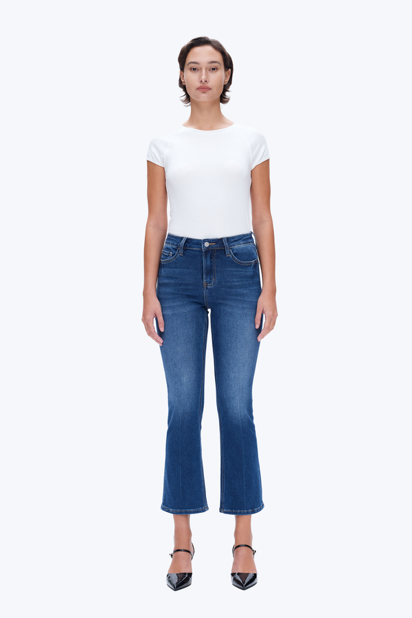 High Rise Bootcut Flare Denim Jeans-Flare & Bootcut-BAYEAS