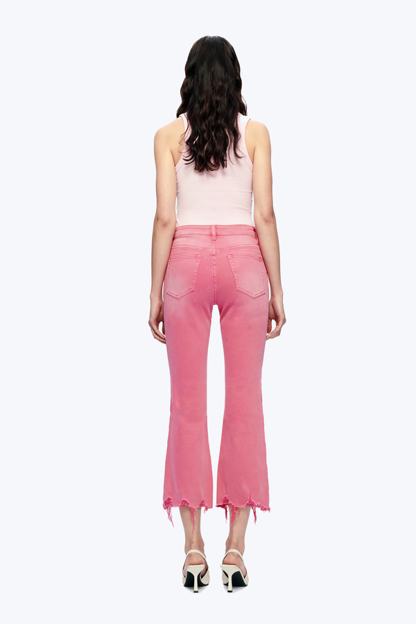 High Rise Vintage Crop Flare Denim Jeans-Flare & Bootcut-BAYEAS