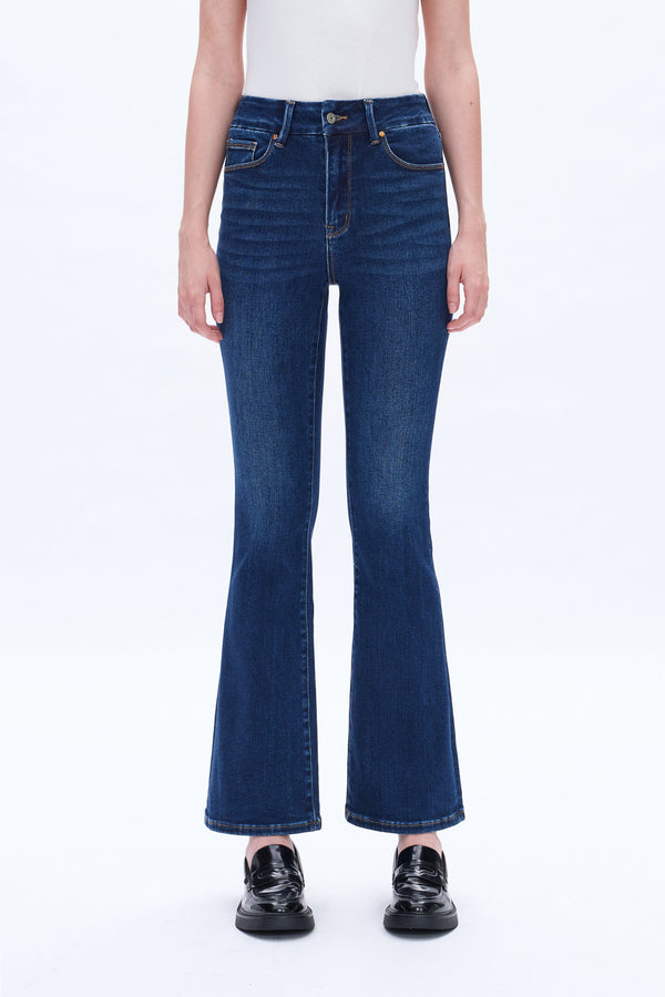 High Rise Bootcut Flare Denim Jeans-Flare & Bootcut-BAYEAS