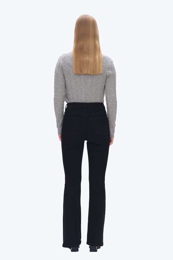 High Rise Flare Denim Jeans With Crinkle-Flare & Bootcut-BAYEAS