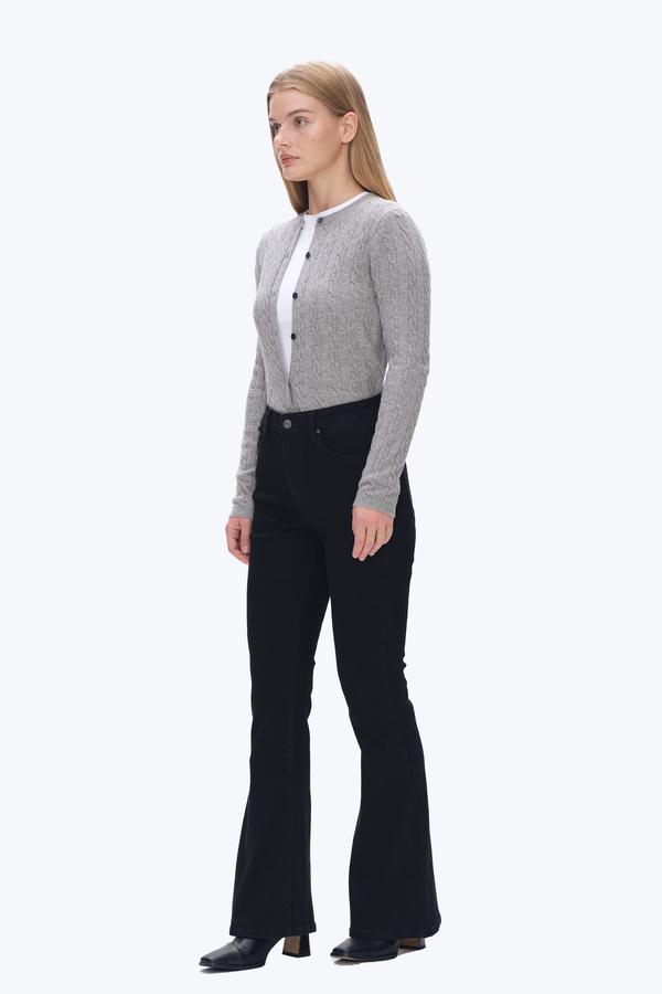 High Rise Flare Denim Jeans With Crinkle-Flare & Bootcut-BAYEAS