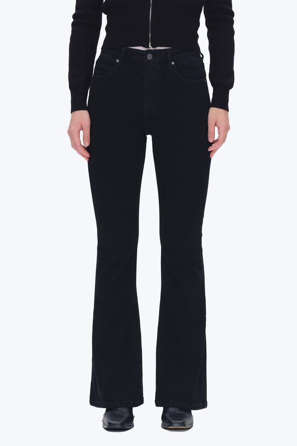 High Rise Flare Denim Jeans With Crinkle-Flare & Bootcut-BAYEAS