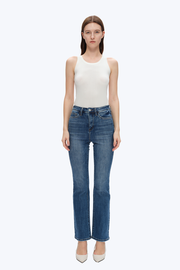 High Rise Bootcut Denim Jeans-Flare & Bootcut-BAYEAS