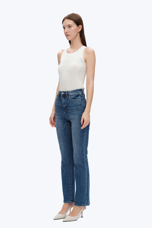 High Rise Bootcut Denim Jeans-Flare & Bootcut-BAYEAS
