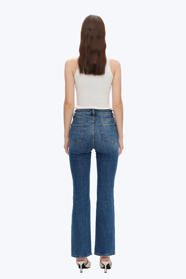 High Rise Bootcut Denim Jeans-Flare & Bootcut-BAYEAS