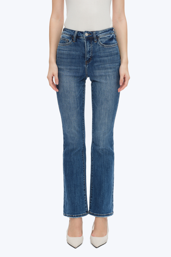 High Rise Bootcut Denim Jeans-Flare & Bootcut-BAYEAS