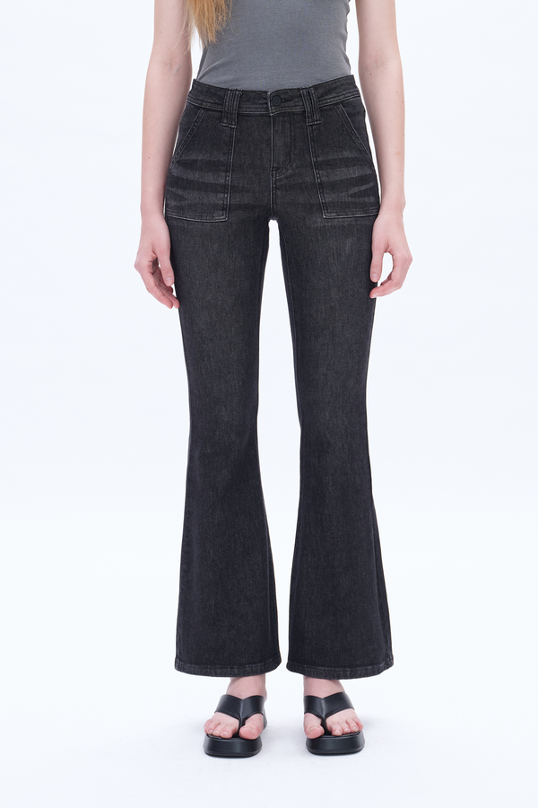 Jess Mid Rise Flare Jeans-Flare & Bootcut-BAYEAS