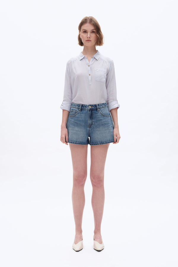 Mid Rise Denim Shorts-Shorts-BAYEAS