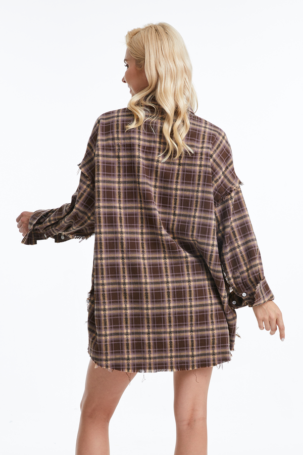 Women's Ragged Long Sleeve Loose Shirt-Shirts-BAYEAS