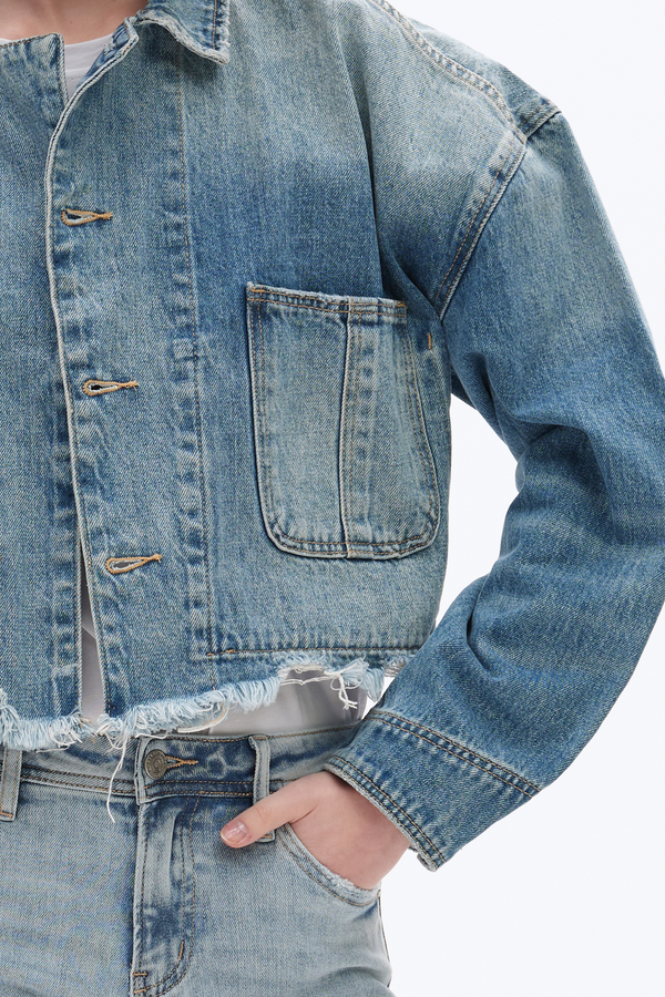 Long Sleeve Denim Jacket-Jackets-BAYEAS