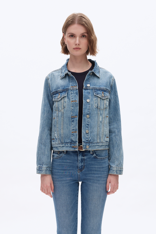 Ripped Denim Jacket-Jackets-BAYEAS