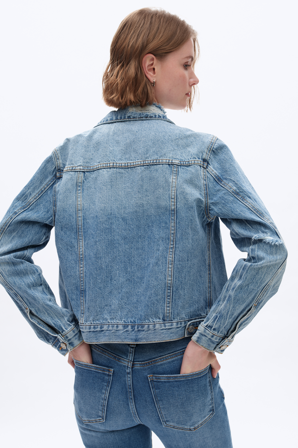 Ripped Denim Jacket-Jackets-BAYEAS