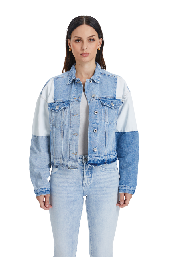 Patch Work Denim Jacket-Jackets-BAYEAS
