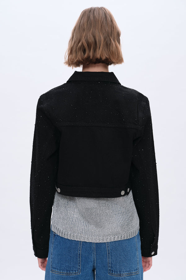 Alice Denim Jacket With Rhinestones-Jackets-BAYEAS