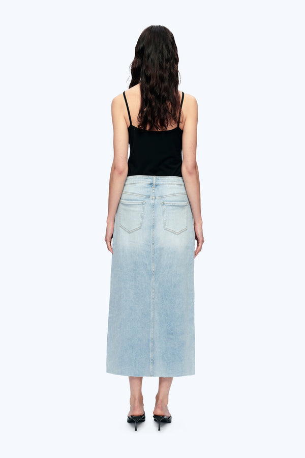 Slit Hem Midi Denim Skirt-Skirts-BAYEAS