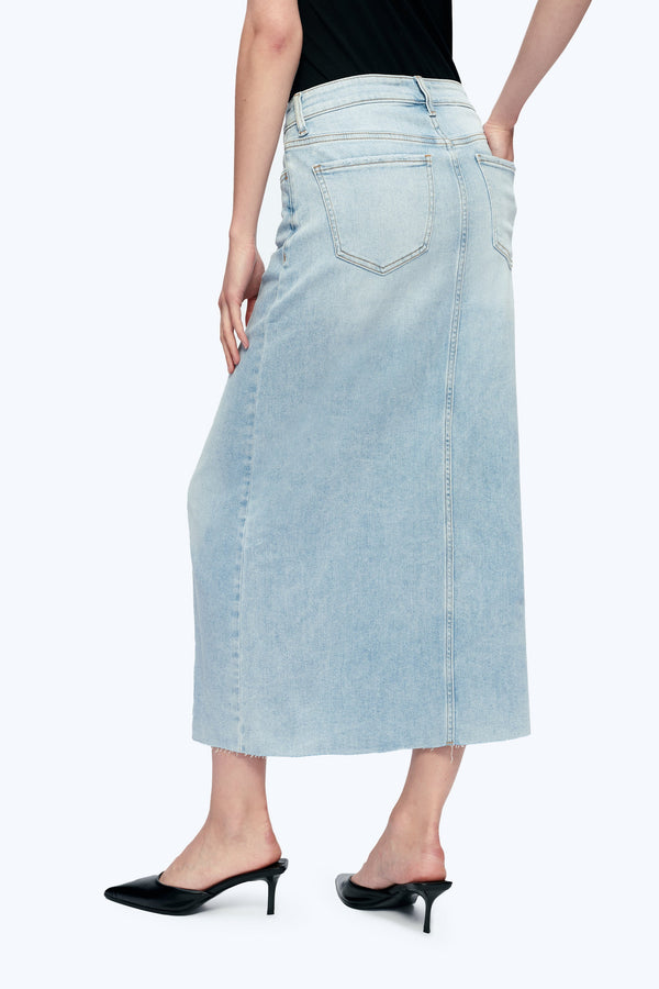 Slit Hem Midi Denim Skirt-Skirts-BAYEAS