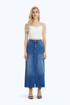 Slit Hem Midi Denim Skirt-Skirts-BAYEAS