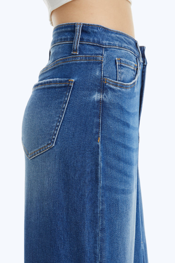 Slit Hem Midi Denim Skirt-Skirts-BAYEAS