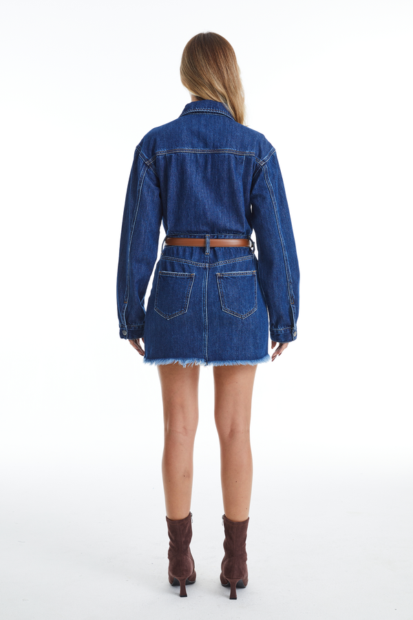 The Resa Denim Shirt Dress-Dresses-BAYEAS