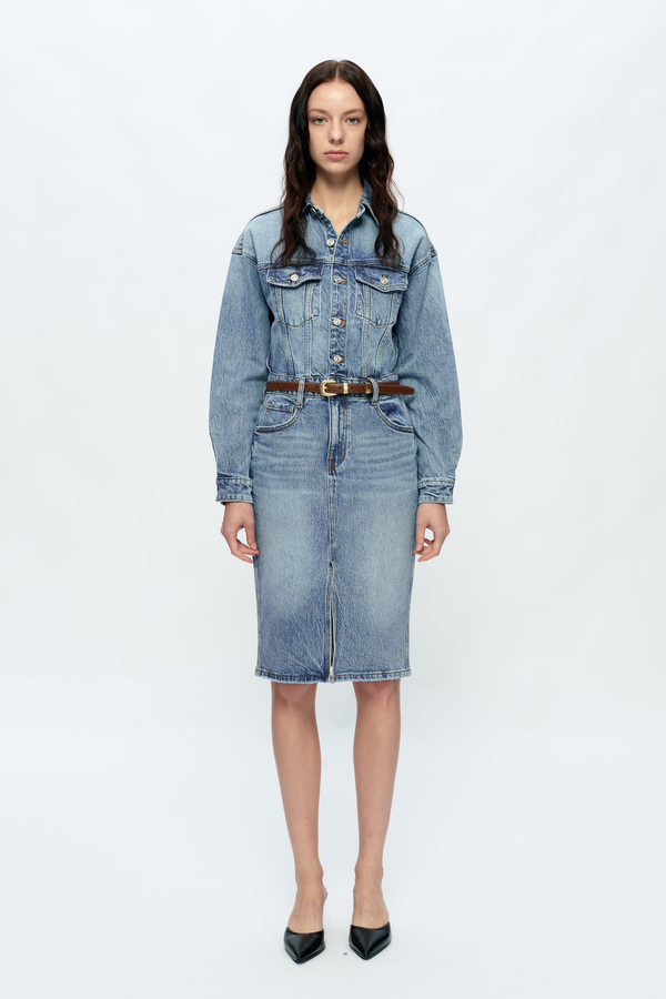 Doris Denim Long Sleeve Dress-Dresses-BAYEAS