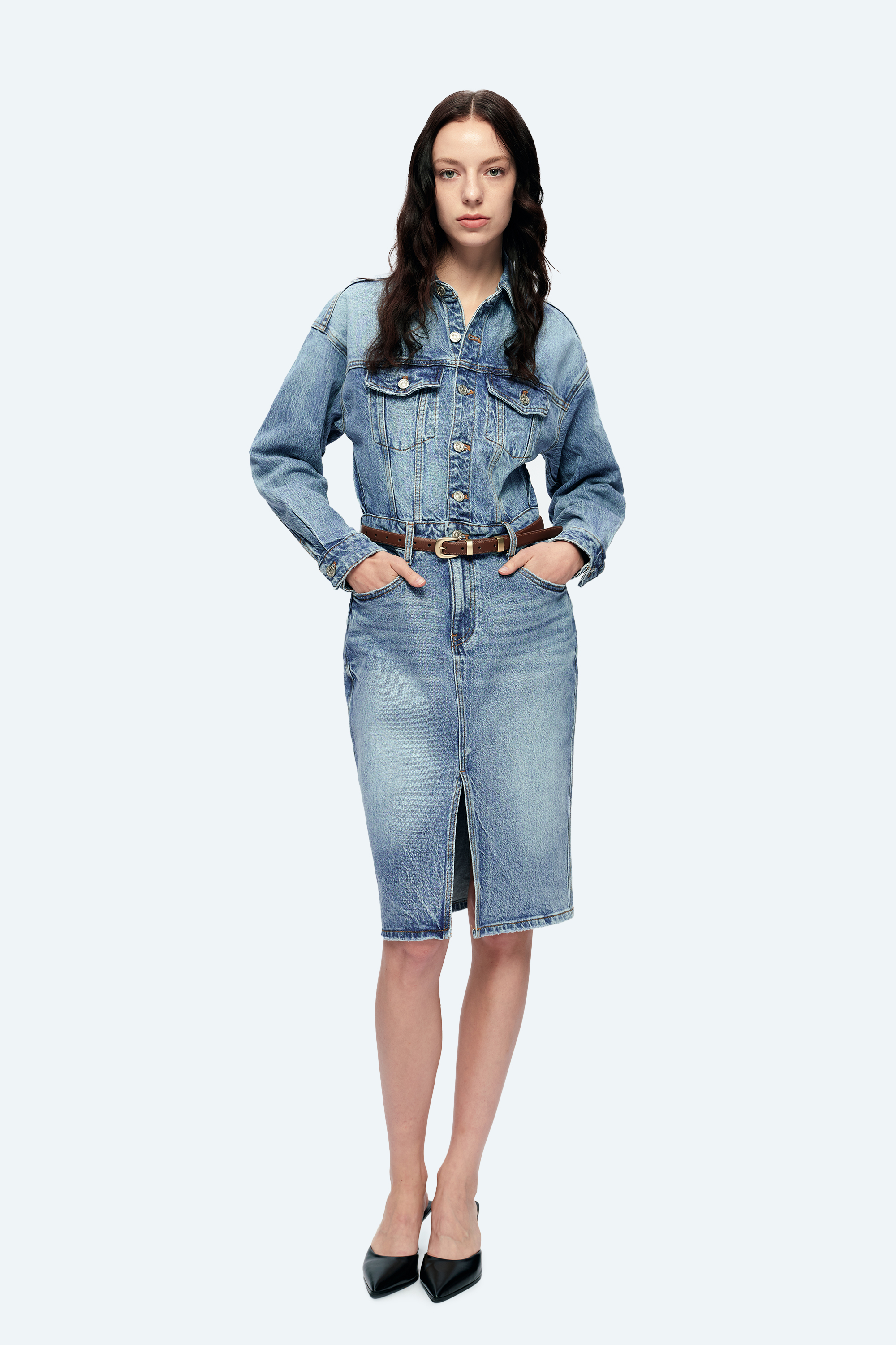 sleeves womens denim dress ASOS DESIGN Curve denim short sleeve mini dress with zip through in dark wash