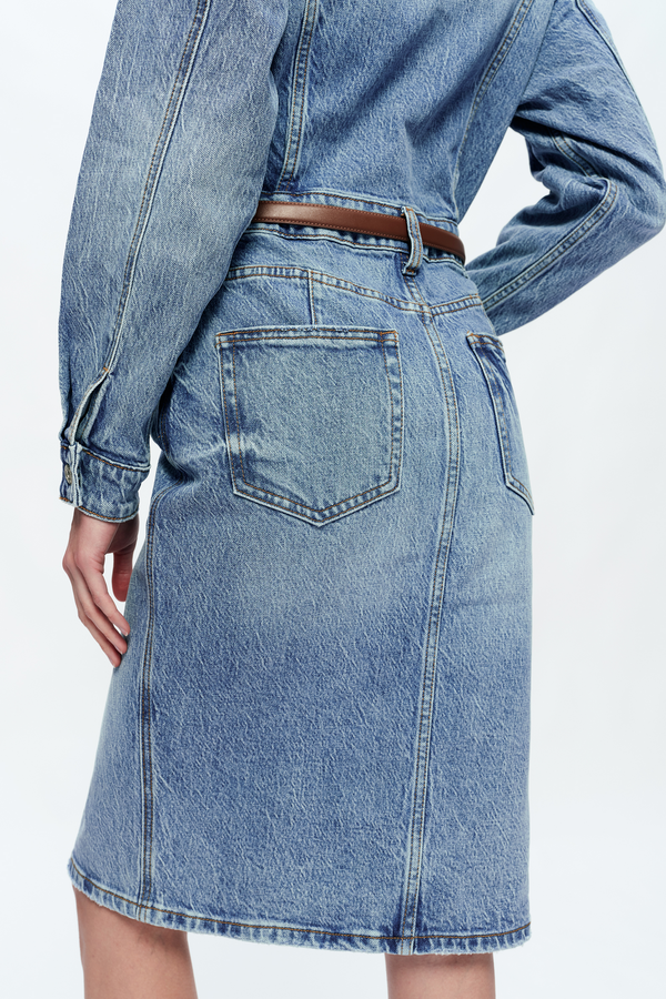 Doris Denim Long Sleeve Dress-Dresses-BAYEAS