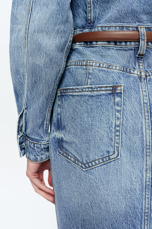 Doris Denim Long Sleeve Dress-Dresses-BAYEAS