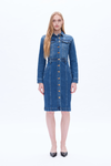 Andrea Denim Shirt Dress Long Sleeve-Dresses-BAYEAS