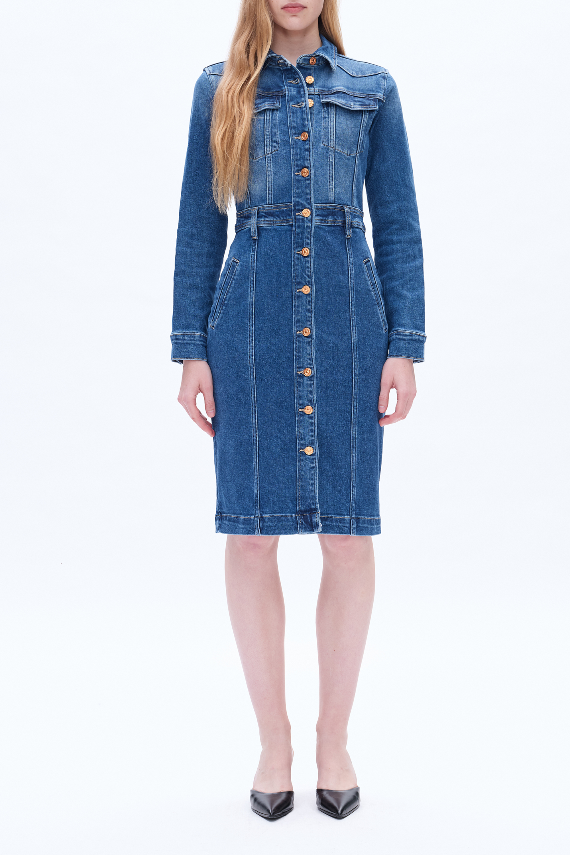 Andrea Long Sleeve Denim Shirt Dress – Bayeas