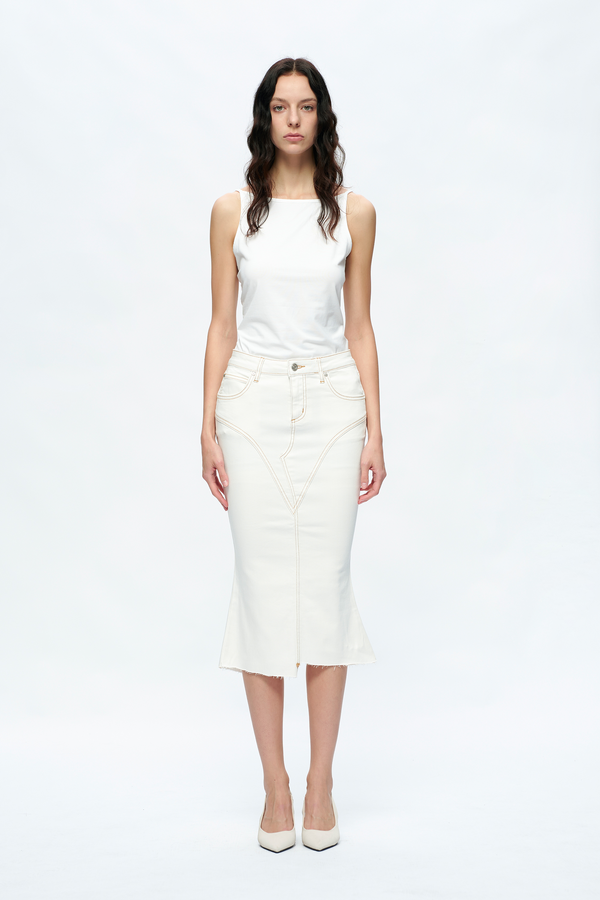 Erin Fishtail Denim Skirt-Skirts-BAYEAS