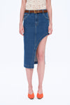 Slanted Skirt with High Side Slit-Skirts-BAYEAS