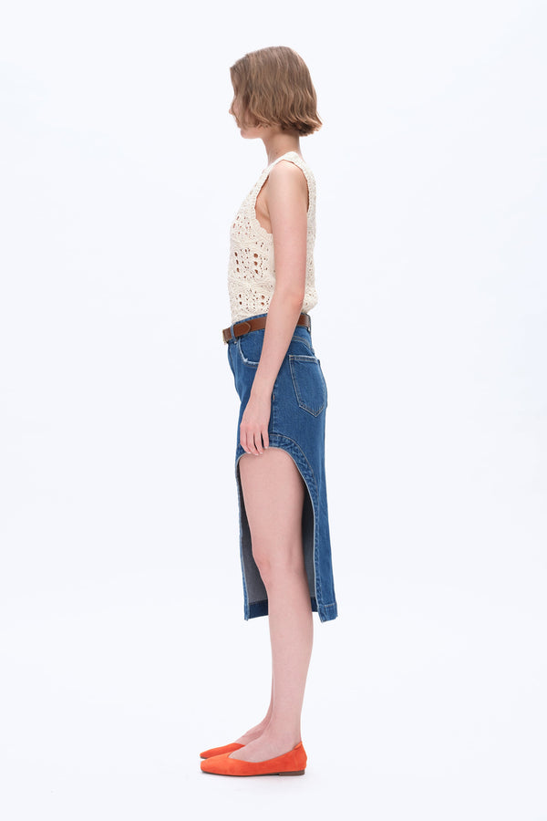 Slanted Skirt with High Side Slit-Skirts-BAYEAS