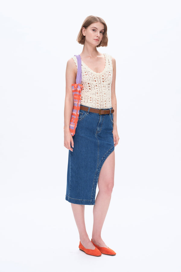Slanted Skirt with High Side Slit-Skirts-BAYEAS