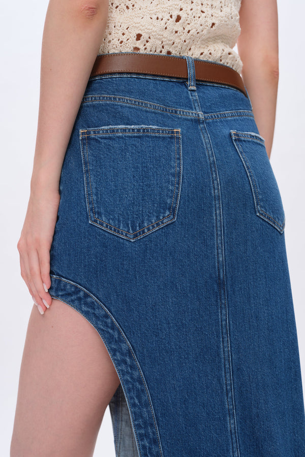 Slanted Skirt with High Side Slit-Skirts-BAYEAS