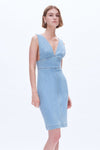 Rhinestone Denim Midi Dress-Dresses-BAYEAS