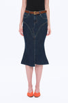 Erin Mid Rise Fishtail Denim Skirt-Skirts-BAYEAS