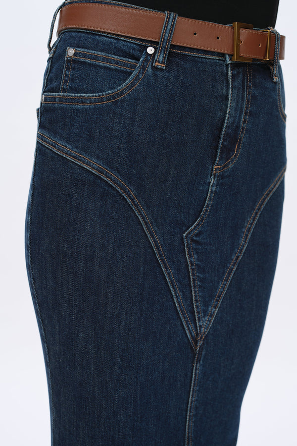 Erin Mid Rise Fishtail Denim Skirt-Skirts-BAYEAS