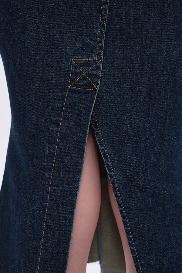 Erin Mid Rise Fishtail Denim Skirt-Skirts-BAYEAS