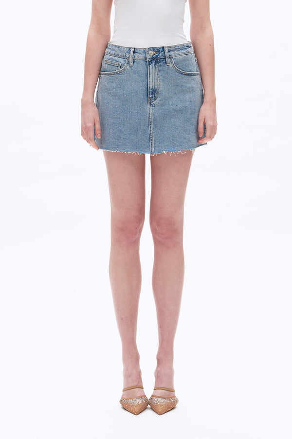 Rhinestones Denim Skirt-Skirts-BAYEAS