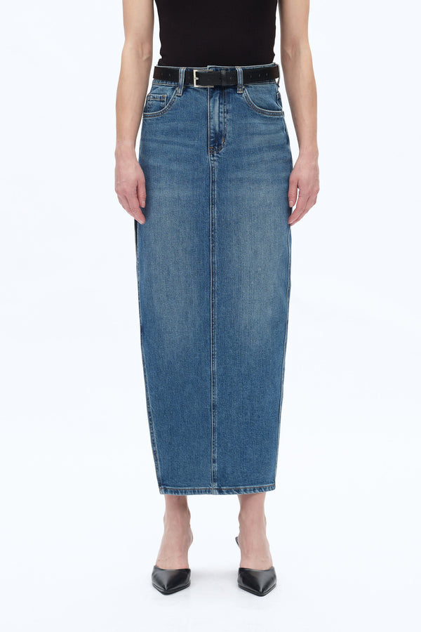 Denim Skirts With Side Slit-Skirts-BAYEAS