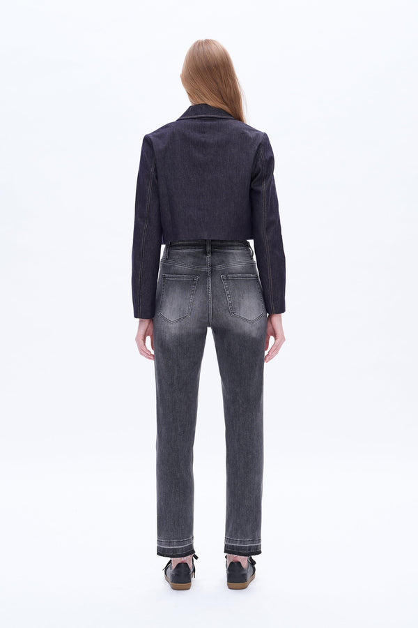 Faded Washed Straight Mom Jeans-Mom Jeans-BAYEAS