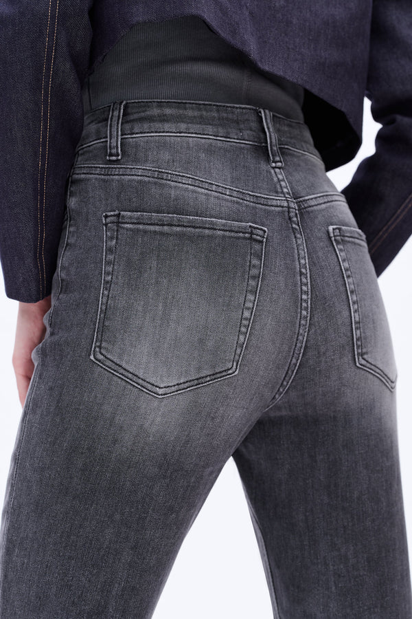 Faded Washed Straight Mom Jeans-Mom Jeans-BAYEAS