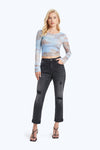 High Rise Painted Mom Denim Jeans-Mom Jeans-BAYEAS