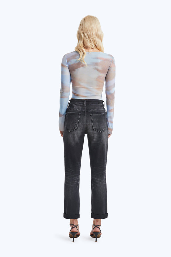 High Rise Painted Mom Denim Jeans-Mom Jeans-BAYEAS